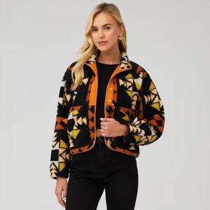 NWT Free People Rocky Ridge Jacket Bomber Fleece Night Sky Combo XS